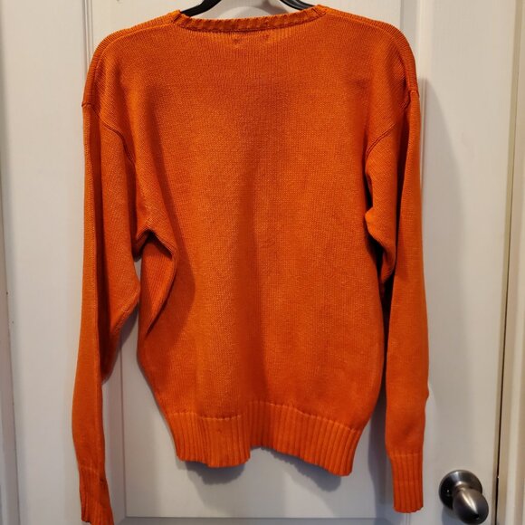 Vintage Polo Ralph Lauren Orange 100% Cotton Knit Sweater | Classic Pony L - Picture 6 of 6